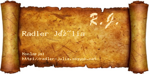 Radler Júlia névjegykártya